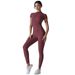 Women's Clothing Zipper Short Sleeved Yoga Suit Jumpsuit Quick Drying Breathable Outdoor Sports Tight Jumpsuit Fitness Clothes_ecoleips.com