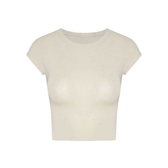 American Style Girl Slim Fit Sleeve Round Neck T-Shirt For Women 2024 Summer New Pure Desire Sweet Spicy Regular_ecoleips.com