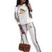 Women's Clothing Autumn Winter Zipper Bear Print Hooded Two Piece Set Casual Fashionable Style Clothing Long Sleeve For Formal & Casual For Women_ecoleips.com