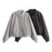 Trendy Long-Sleeve Soft Faux Leather Bomber Jacket For Women - Lightweight Polyester Blend, Relaxed Fit With Stand Collar, Casual Outerwear_ecoleips.com