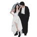 French Style Light Wedding Bride Simple Elegant Strap Satin Going Out Short Front Long Back White Marriage Registration_ecoleips.com