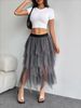 K Irregular Mesh Half Length Skirt For Women, New Product With High Waist And Versatile Yarn Skirt To Show Off Weight_ecoleips.com