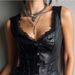 Aria Basics Aria Basics New European American Style Sexy Hot Girl PU Leather Spliced Lace Camisole With Slim Fit Fishbone Design, High-end And_ecoleips.com