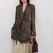 Imported Cupro Silk, Dirty Dye Style Small Floral Print Blazer_ecoleips.com