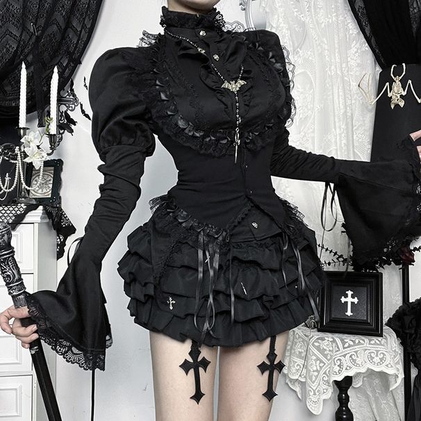 CF25263 Women's Halter Neck Vest Jacket for Halloween Dark Cosplay High-End Alluring Layering Top Pure Outerwear_ecoleips.com
