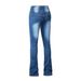 K Women's Jeans, Slim-fit Stretch Flare Pants, Solid-colored Denim Pants_ecoleips.com