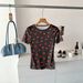 Women's Clothing Floral Mesh T-Shirt For Women Style Slim Fit Round Neck Short Sleeved Breathable Base Layer Top_ecoleips.com