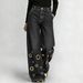 European And American Women's Clothing Street New High-waisted Loose Trousers Women's Hollow Metal Corns Design Hollow Jeans_ecoleips.com