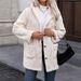 Women’s Oversized Hooded Cardigan – Thick Plush Button-Up Long Sleeve Coat In Beige & Custom Colors, Streetwear Cozy Winter Outerwear_ecoleips.com