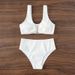 Women's Clothing Sexy Solid Color High Waist Bikini Beach Split Swimsuit Women's Swimwear _ecoleips.com