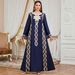 Women's Ethnic Style Long Robe Dress Floral Print Embroidered Fashionable Elegant Loose Fitting Evening Gown with Long Sleeves_ecoleips.com