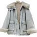 girl Large Lapel Denim Parka For Women Korean Style 2025 Winter New High-end Feel Inner Fleece Lined Thickened Coat_ecoleips.com