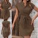 Spring And Summer New Ozon Women's Sleeveless Striped Lace-Up Dress_ecoleips.com