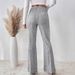 Women's Knit Jacquard Flared Pants - Street Style Low Waist Comfortable Stretchy Long Pants For Casual Wear_ecoleips.com