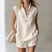 Women's Casual Sleeveless Short Suit Style_ecoleips.com