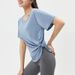 Spring/Summer New Sports Top Women's Loose Short Sleeve T-shirt Thin Yoga Wear Breathable Running Fitness Cover_ecoleips.com