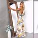 Women's Clothing Spring And Summer Style Printed Lace V Neck Waist Sexy A Line Dress_ecoleips.com