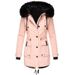 Women's Winter Fleece-Lined Parka Coat With Thickened Cotton, Faux Fur Collar, Flared Hem, Long Sleeve Casual Outerwear_ecoleips.com