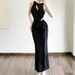 Sweet, Sexy, Fashionable, Asymmetrical Hem, Waist-cinching, Tie-waist, Bodycon, Summer Slim-fit, Elegant Knitted Dress_ecoleips.com