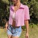 Women's Clothing Summer New Women's Striped Bow Back Casual Vacation Short Sleeved Shirt_ecoleips.com