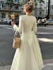 Hugcitar Elegant Plaid Print Long Sleeve Pleated Sexy Slim Midi Dress Autumn Women Fashion Clothes Birthday Party Festival_ecoleips.com