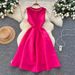 Women's Clothing Elegant Sleeveless A-Line Dress – Crystal Neckline & Flared Hem (S-XXL)_ecoleips.com