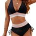 Women's Clothing Split Swimsuit Sexy Bikini High Waist Belly Cover Halter Neck Tight Swimsuit_ecoleips.com