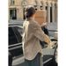 Spring/Summer Retro Chic Khaki Knit Suede Fleece Loose Collar Shirt With Sleeveless Design Versatile And Stylish Women_ecoleips.com