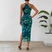 Women's Clothing Temperament Sexy Halter Neck Printing Slim Waist Dress_ecoleips.com