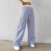2026 New European And American Style Fashion Straight-Leg Thin Striped Pants, Women's Summer Casual Pants_ecoleips.com