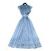 Korean Style Lace Hollow out Sleeveless A-Line Dress for Women Summer High-Waisted Slimming Elegant Long Dress for Commuting_ecoleips.com