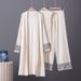 Women's Knitted Three Piece Set Temperament Lazy Style Cross Border European Station Sweater Cardigan Vest with Wide Leg Pants for Autumn Winter_ecoleips.com