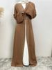 Hot Selling Ramadan Rhinestone Cardigan Islamic Dresses With Pockets Kebaya Muslim Kimono Abaya Dubai Modest Clothing Women Red_ecoleips.com