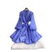 Elegant Retro Style Women's Dress Stand Up Collar Single Breasted Lantern Sleeve Slimming Waist Rhinestone Embellishments High End_ecoleips.com
