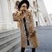 Women's Clothing Autumn And Winter New Leopard Print Suit Collar Medium And Long Imitation Fur Coat Warm Coat_ecoleips.com