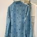 Women's Oversized Polo Collar Blouse Long Sleeve Mid-Length Digital Print Loose Fit Blue Top Heart Print_ecoleips.com