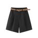 Women's High Waist Loose Fitting Cargo Shorts Style Solid Color Slimming Wide Leg Pants Versatile Summer_ecoleips.com