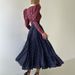 Fashion Lapel High Waist Pleat Party Dress Women Casual Long Sleeve A-Line Dress Elegant Pattern Print Contrast Color Long Dress_ecoleips.com