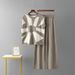 Summer New Women's Cross Border Simple Jacquard Knitted Two Piece Set Sleeveless Vest Top And Wide Leg Pants Loose Fit_ecoleips.com