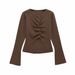 Fashion Versatile Crew Neck Pleated Knitted Sweater_ecoleips.com