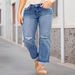 Women's Clothing Plus Size Ripped Stretch Jeans Mid-Rise Straight Leg Comfortable Fit American Style_ecoleips.com