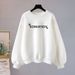 Women's Oversized Pullover Sweatshirt Fleece Lined Thickened Pure Cotton Trendy Design Unique Style Instagram Worthy Top for Autumn Winter_ecoleips.com