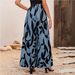 Women's High Waist Wide Leg Chiffon Pants Leaf Print Casual Summer Trousers European American Style Full Length Polyester_ecoleips.com