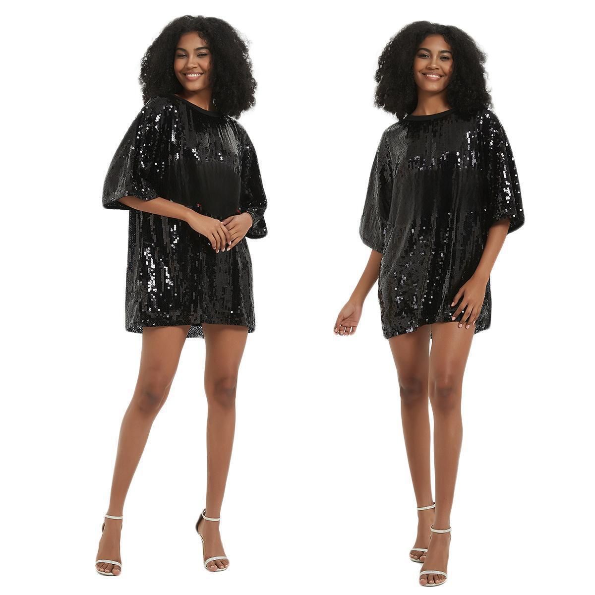 Women's Sequined Dress Temperament Casual Commuter Style European American Fashion New Arrival in Stock W0034_ecoleips.com