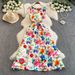 High-End Women's Sleeveless Dress European American Style Fashion Print round Neck Fitted Waist Pleated Full Skirt_ecoleips.com