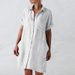 plus Size Cotton Long Sleeve Shirt Dress For Women Casual Regular Thickness Spring/Autumn Irregular Pocket Design_ecoleips.com