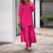 Women's Clothing Women's Plus Size Fashion Casual Set Cotton Linen Wide Leg Pants Two Piece Long Sleeved Irregular Style_ecoleips.com