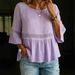 Women's Solid Color Round Neck Ruffle Sleeve Casual Top Fashionable American Style Spring Summer_ecoleips.com