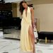 2025 Summer New Fashion Hot Girl Deep V Halter Neck Ruched Backless Irregular Dress Wholesale_ecoleips.com
