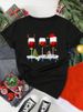 European And American Cross-border Foreign Trade Women's Clothing Christmas Wine Glass Print Round Neck Short-sleeve_ecoleips.com